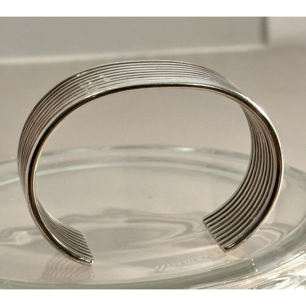 Vintage Mike Bird Romero Sterling 9 Row CUFF BRACELET Ohkay Owingeh Pueblo/Tewa - Picture 6 of 10